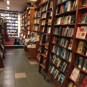 Books on shelves in shop